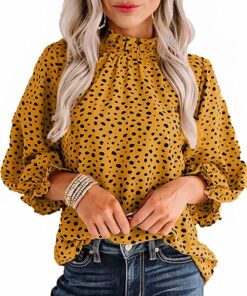Women Polka Dot Long Sleeve Blouse IW56