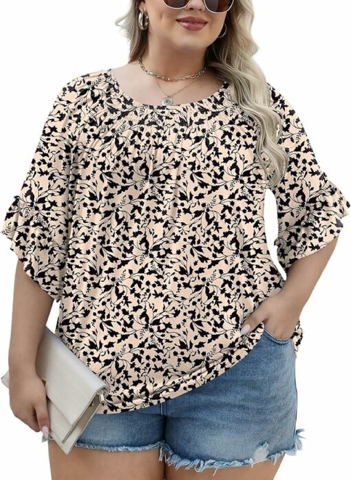 Black Floral Ruffle Sleeve Shirt IW22