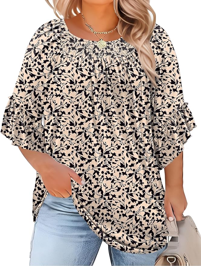 Black Floral Ruffle Sleeve Shirt IW22 - Image 2