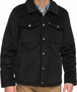 Black Wide Wale Corduroy Trucker Jacket IW50