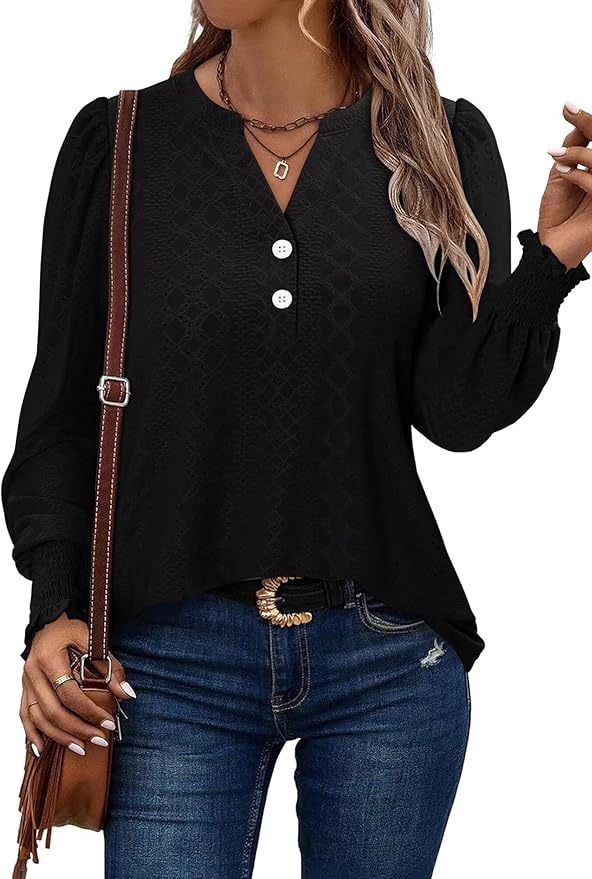 Dressy V Neck Button Top IW32
