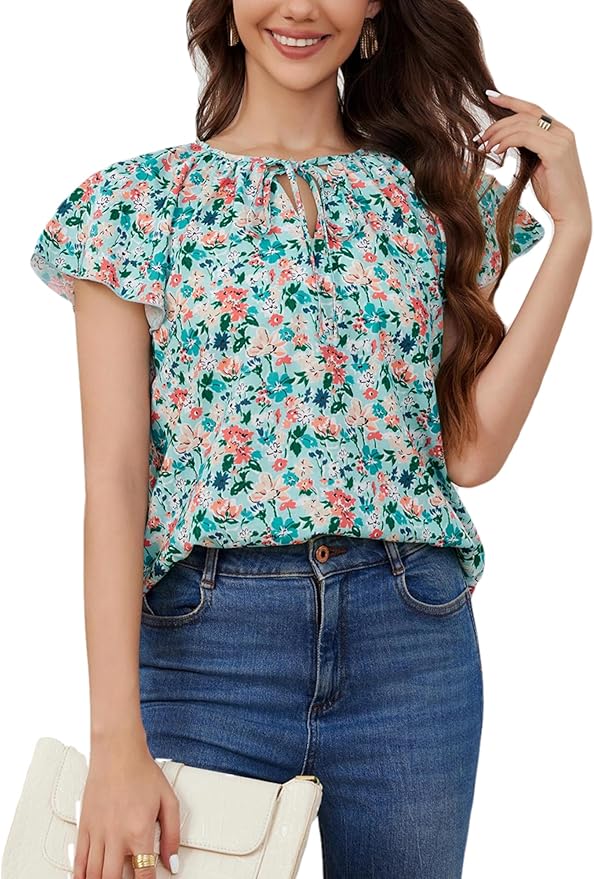 Floral V Neck Blouses IW20