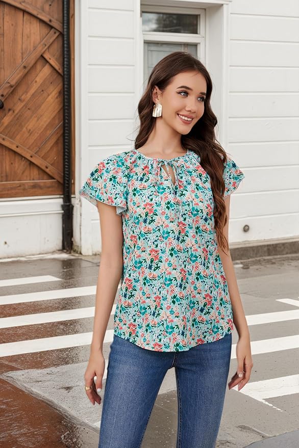 Floral V Neck Blouses IW20 - Image 2