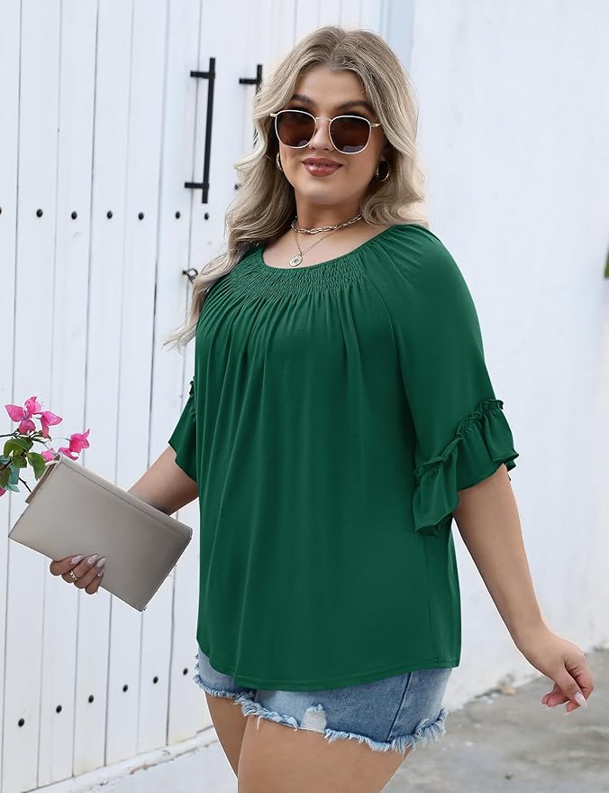 Green Ruffle Sleeve Shirt IW23 - Image 2