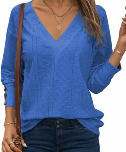 Hollow Out Embroidered V Neck Top Shirt IW7