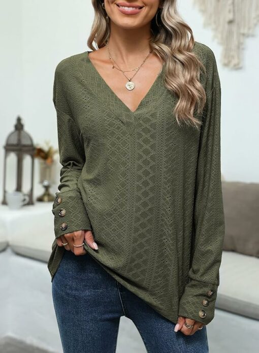 Leaf Green V Neck Shirt IW5 - Image 2