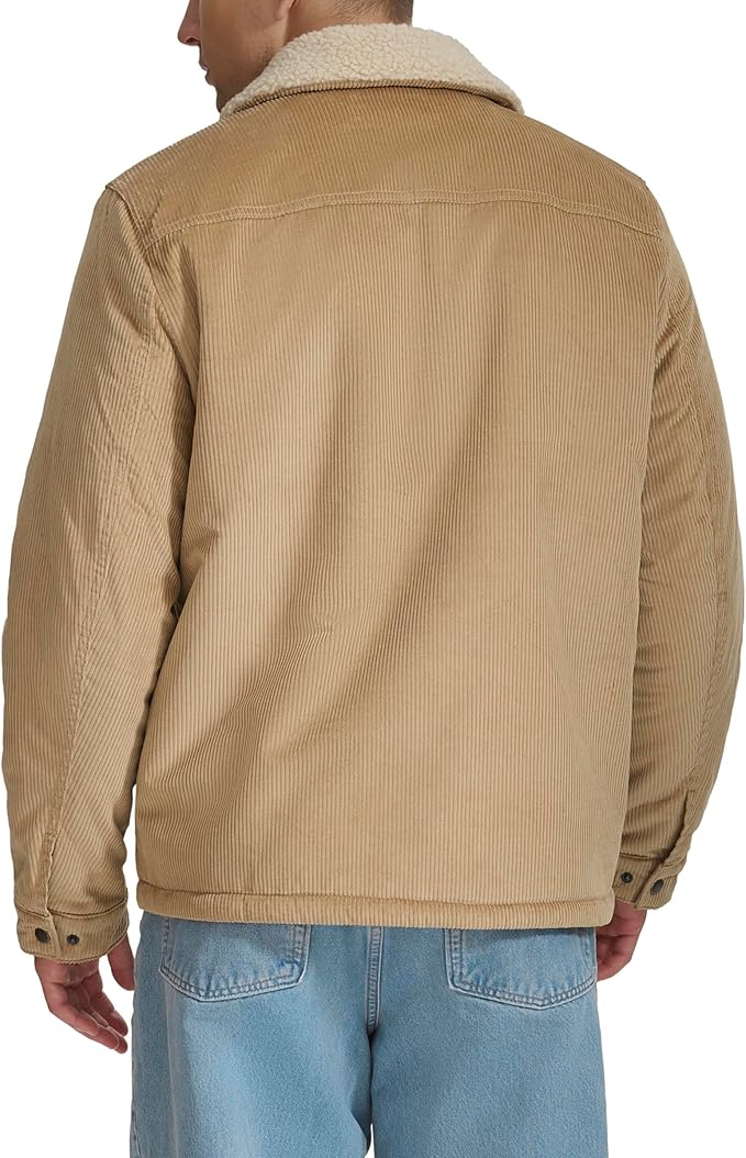 Men's Corduroy Sherpa Lined Trucker Jacket IW49 - Image 2