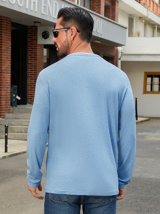 Men's Long Sleeve Henley Shirt IW44 - Image 2