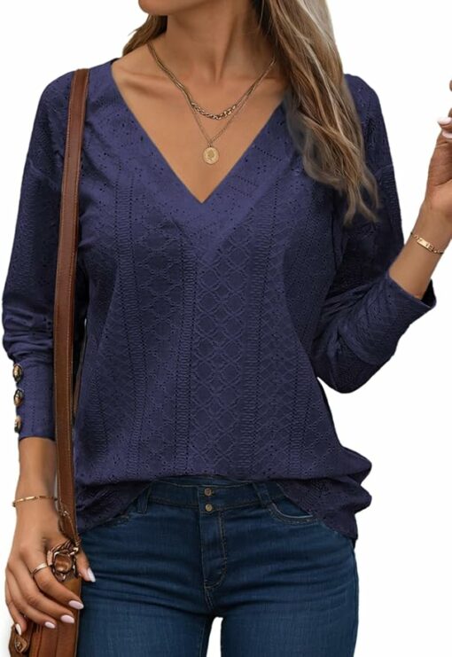 Navy Blue V Neck Shirt IW4