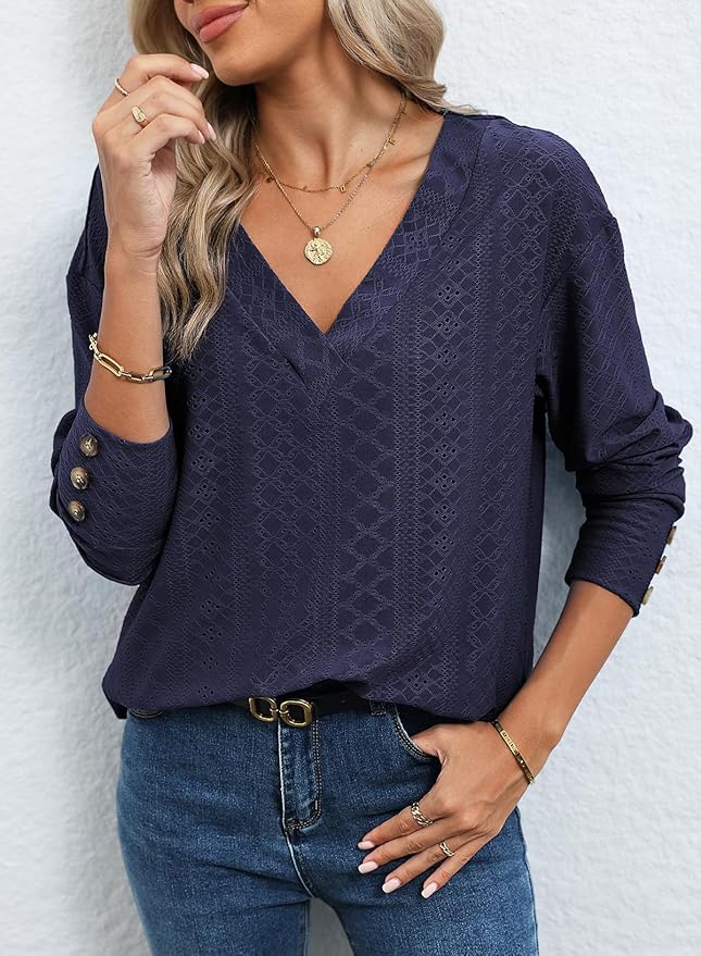 Navy Blue V Neck Shirt IW4 - Image 2
