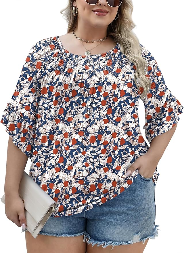Red Floral Ruffle Sleeve Shirt IW21
