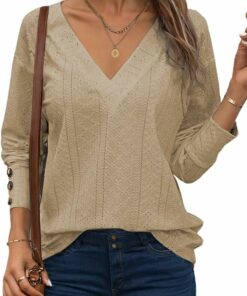 Women's V Neck Long Sleeve Shirt IW9